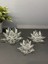 Dekoratif Kristal Cam Üçlü Lotus Mumluk Şeffaf Gümüş 1