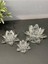 Dekoratif Kristal Cam Üçlü Lotus Mumluk Şeffaf Gümüş 6
