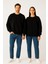 Unisex Oversize % 100 Pamuk Içi Polarlı Yumuşak Dokulu Basic Sweatshirt 1