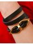 Hakiki Deri Siyah Fiyonk Bileklik 5