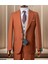 Blazer, Slim Fit Kiremit Renkli Erkek Takım Elbise Bej Yelekli 2