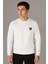 Yüksek Kaliteli Standart Fit Normal Kesim 3 Iplik Bisiklet Yaka Pamuklu Knz Beyaz Sweatshirt 1