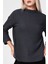 Düşük Omuzlu Oversize Bluz - Antrasit Siyah - 40 3