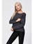 Bisiklet Yaka Bluz - Antrasit Siyah - 36 1
