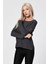 Bisiklet Yaka Bluz - Antrasit Siyah - 36 4