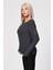 Bisiklet Yaka Bluz - Antrasit Siyah - 36 5