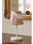 Vintage Mini Toile De Jouy Abajur Fransız Desen Beyaz Metal Kablolu Ayak Kırmızı Başlık Masa Lambası 6