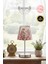 Vintage Mini Toile De Jouy Abajur Fransız Desen Gri Metal Kablolu Ayak Kırmızı Başlık Masa Lambası 6