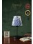 Vintage Mini Toile De Jouy Abajur Fransız Desen Siyah Metal Kablolu Ayak Mavi Başlık Masa Lambası 4
