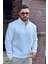 Erkek Beyaz Polo Yakalı Pamuklu Yumuşak Kalın Kumaşlı Oversize Sweatshirt 5