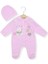Kalpli Ayıcık Nakışlı Patikli Şapkalı Kadife Tulum - Pembe - 3 - 6 Ay - HYT1263-PEMBE-3 - 6 Ay Pembe 1