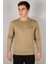 Yüksek Kaliteli Standart Fit Normal Kesim 3 Iplik Bisiklet Yaka Pamuklu Knz Taba Sweatshirt 1