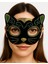 Wizard Siyah Kadife Kaplama Üzeri Sarı Yeşil Sim Işlemeli Kedi Maskesi 20X13 cm 1