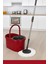 Otomatik Mop Seti Paspas ve Sıkma Kovası, 360° Döner Başlıklı Mikrofiber Yer Temizleme Bordo 2