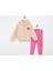 Kapüşonlu Peluş Rüzgar Gülü Üç Iplik Taytlı Alt Üst Takım - MDL2169-PEMBE-4 Yaş Pembe 1