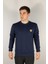 Yüksek Kaliteli Standart Fit Normal Kesim 3 Iplik Bisiklet Yaka Pamuklu Knz Lacivert Sweatshirt 1