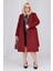 Kadın Bordo Yün Kaşe Kemer ve Astar Detay Büyük Beden Kaban 4