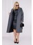 Kadın Gri Yün Kaşe Kemer ve Astar Detay Büyük Beden Kaban 2