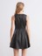 Bisiklet Yaka Deri Görünümlü Peplum Mini Elbise (W5) 4