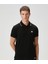 Mncl Logo Detaylı Siyah Erkek Polo Yaka T-Shirt - Rahat Kesim 1