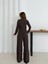 Balıkçı Yaka Örme Takım Kahve ST265865 4