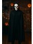 Cadılar Bayramı Halloween Siyah Kapüşonlu 120 cm Pelerin + Kafatası Maske Kostüm Seti 1