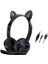 Zeroshop Karler Bass AKZ020 Kafa Üstü Işıklı Kedi Kulaklık - Siyah 1