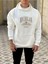 Erkek Beyaz Michigan Baskılı Kapüşonlu Hoodie 1