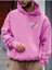 Charlie Luciano Tasarım Kışlık Sweatshirt - Pembe Baskılı Oversize Şardonlu Kapüşonlu 1