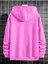 Charlie Luciano Tasarım Kışlık Sweatshirt - Pembe Baskılı Oversize Şardonlu Kapüşonlu 2