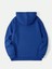 Charlie Luciano Tasarım Kışlık Sweatshirt - Sax Mavi Baskılı Oversize Şardonlu Kapüşonlu 2