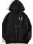 Kadın Siyah Kalp Baskılı Kapşonlu Oversize Sweatshirt 1