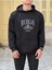 Erkek Siyah Michigan Baskılı Kapüşonlu Hoodie 1