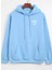 Kadın Bebe Mavi Kalp Baskılı Kapşonlu Oversize Sweatshirt 1