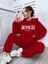 Kadın Kırmızı Happiness Alt Üst Eşofman Takımı Oversize Kapüşonlu 1