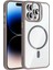 iPhone 14 Pro Max Kılıf Standlı ve Kamera Lens Hediyeli M-Safe Şarj Özellikli Senk Etro Kapak - Gri 1