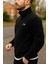 Erkek Nakışlı Polar Sweatshirt Dik Yaka Yarım Fermuar Beli Lastikli - Ekru 5