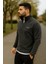 Erkek Nakışlı Polar Sweatshirt Dik Yaka Yarım Fermuar Beli Lastikli - Ekru 5