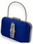 Saks Mavi Renk Saten Gümüş Kasalı Gümüş Taşlı Kulplu Saplı Abiye Gece Çantası Düğün Portföy 2