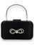 Siyah Renk Saten Gümüş Kasalı Saplı Kulplu Gümüş Taşlı Abiye Gece Çantası Düğün Nişan Clutch 1
