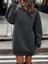 Büyük Beden Özel Tasarım Kapüşonlu Baskısız Düz Renk Kışlık Süper Rahat Kadın Hoodie Elbise 1