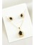 shop Oval Zirkon Taşlı Set Kolye-Siyah 2