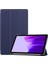 Samsung Galaxy Tab S8 X700 ile Uyumlu Tablet Kılıfı Smart Cover Uyku Modlu Standlı Arkası Sert Şeffaf Kapak - Lacivert 1