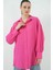 Big Dart Çizgili Oversize Gömlek - Fuşya Fuşya - 38 1