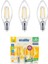 4W LED Filament Mum Ampul, E14 Duy, 2700K Sarı Işık, 470 Lümen, Şeffaf Cam, Akkor Görünümlü Dekoratif Lamba, 3'lü Paket 1