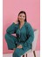 Moda Kadın Büyük Beden Petrol Rengi Düğmeli Pijama Takımı 2