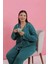 Moda Kadın Büyük Beden Petrol Rengi Düğmeli Pijama Takımı 5