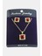 shop Kare Zirkon Taşlı Set Kolye-Kırmızı 2