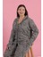 Moda Kadın Büyük Beden Leopar Desenli Düğmeli Pijama Takımı 2