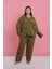 Moda Kadın Büyük Beden Tropikal Yaprak Desenli Düğmeli Pijama Takımı 5